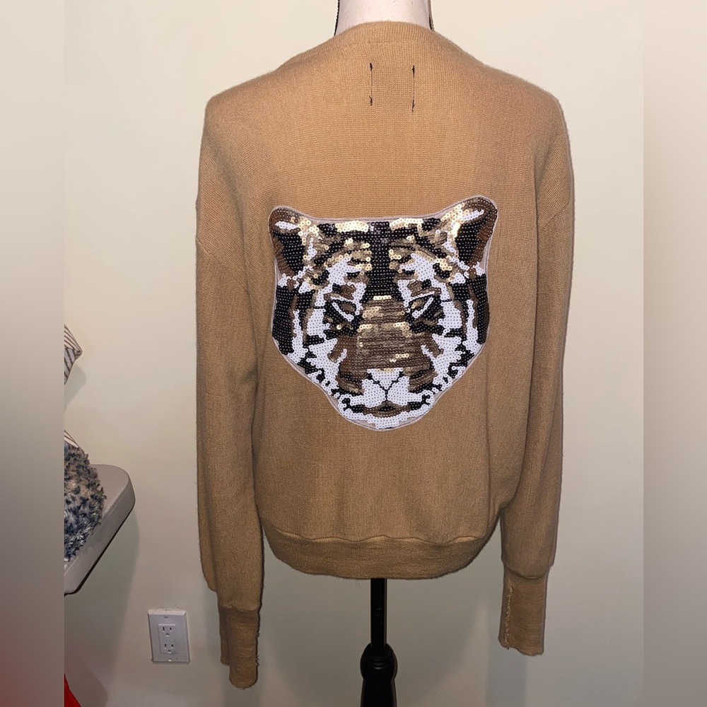 LF Furst of a Kind Women’s Cardigan with Sequin Tiger Back Detail